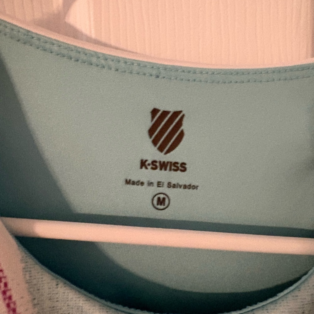 K-Swiss Athletic Tennis Dress Medium Built-In Bra Blue Striped Racerback Active - Picture 4 of 6